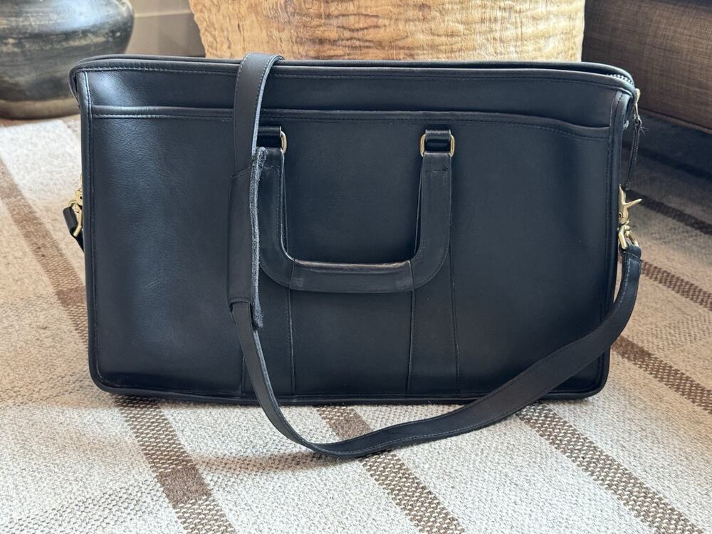 Vtg Coach Embassy Black Leather Briefcase Messenger Bag 5282 Crossbody Minimal